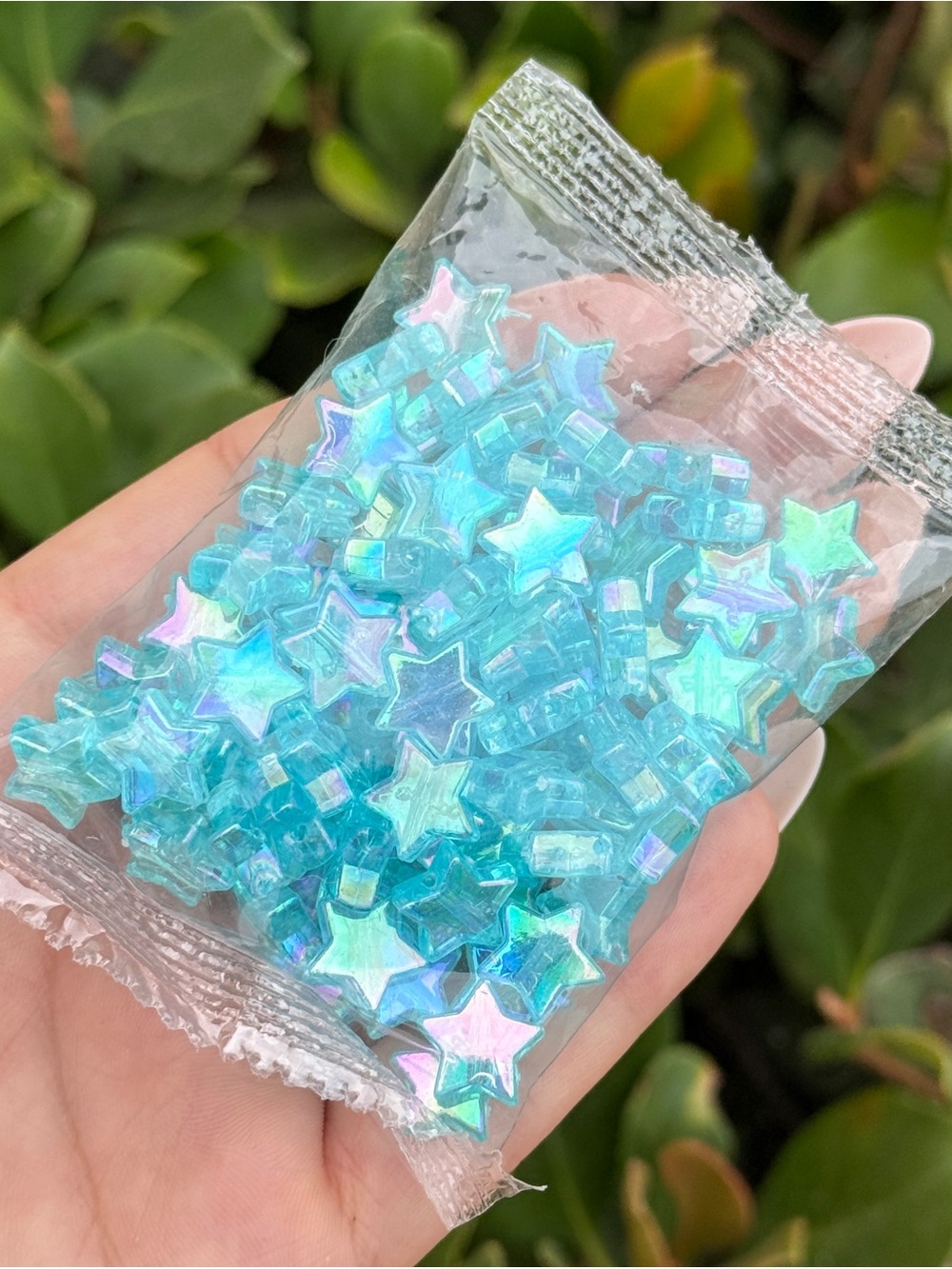 Bulk 5 Packs - 100 Beads per Pack Shimmery AB Blue Star Bead